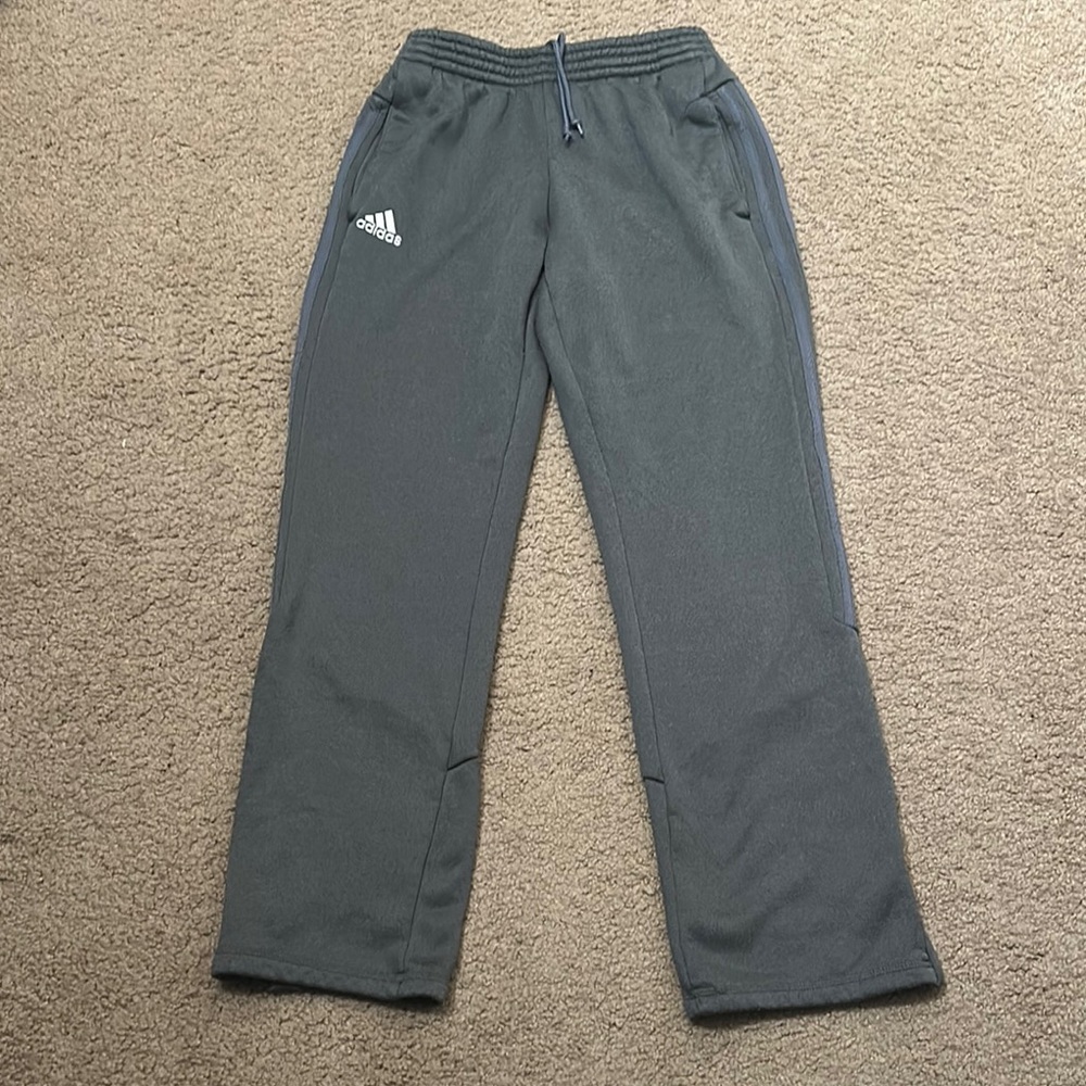 Adidas Mens Athletic Open Hem Cut 3 Stripe Training Track Pants Gray Size XS